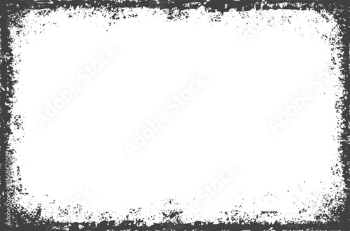 Grunge frame on a white background. Old frame with dust texture. Dirty retro border. 