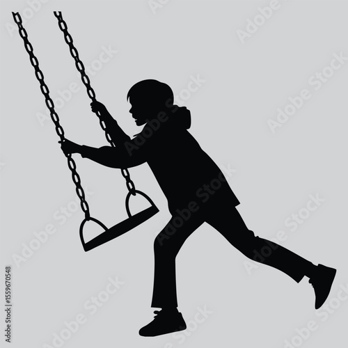 Person pushing a swing silhouette vector design art and illustration