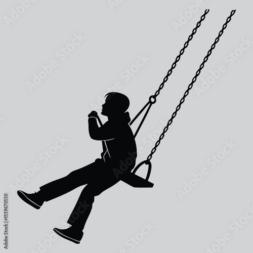 Person pushing a swing silhouette vector design art and illustration