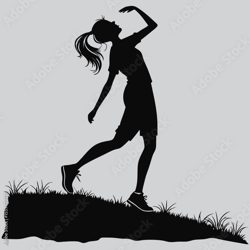 Woman flipping her ponytail silhouette vector design art and illustration