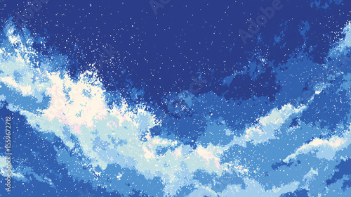 abstract blue grunge texture background with white pixel, blue sky 