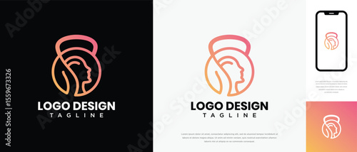 fitness logo design template human head. fitness human logo icon