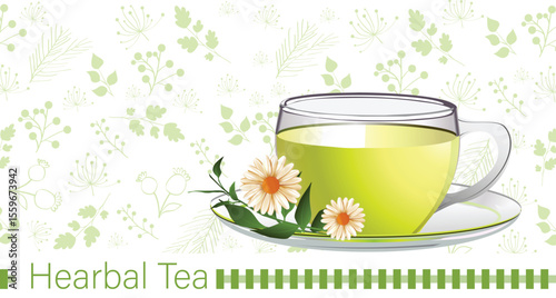 Herbal tea background and decoration vector file.