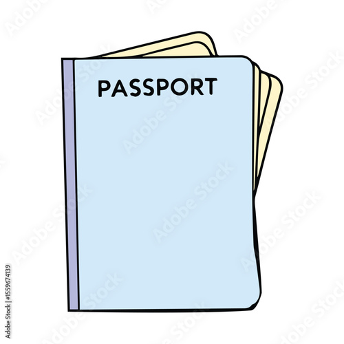Light-purple passport in open position against a plain background. Simple, stylized graphic of a passport. Generic passport illustration. No specific location.