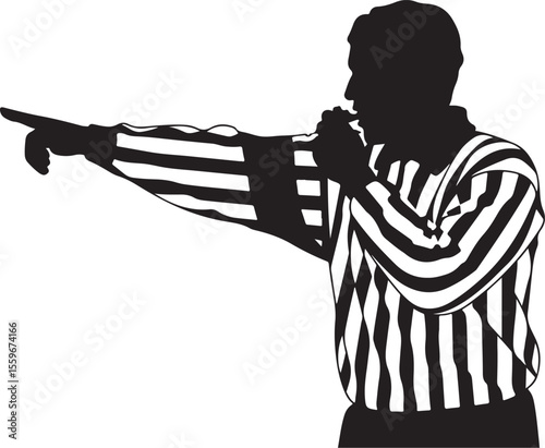 Hockey Referee and Player Black Vector Set – Game Moments

