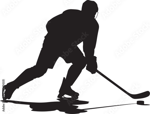 Black and White Hockey Figures – Dynamic Silhouette Collection

