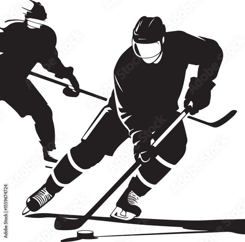 Ice Hockey Player Silhouettes – Skating, Shooting, Celebrating

