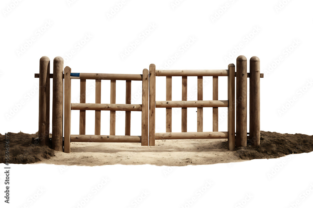 Obraz premium untreated chestnut wood fence isolated on white background PNG, AI GENERATED