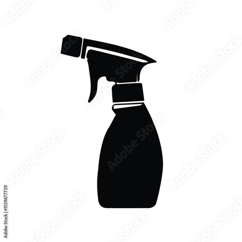 Spray bottle silhouette with no specific demographic details in a general setting. Neutral, static position against a plain white background.