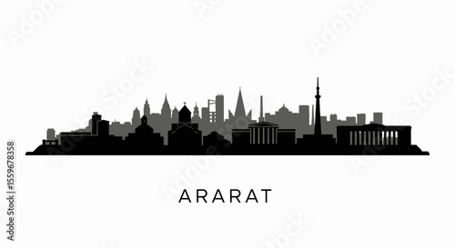 Ararat Skyline Black Silhouette Armenia.