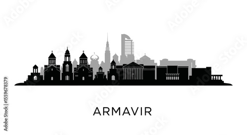 Armavir city skyline silhouette with Armenia.