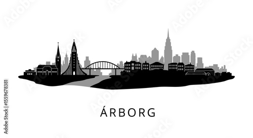 Arborg Manitoba Skyline with Black Silhouette, and Canada.