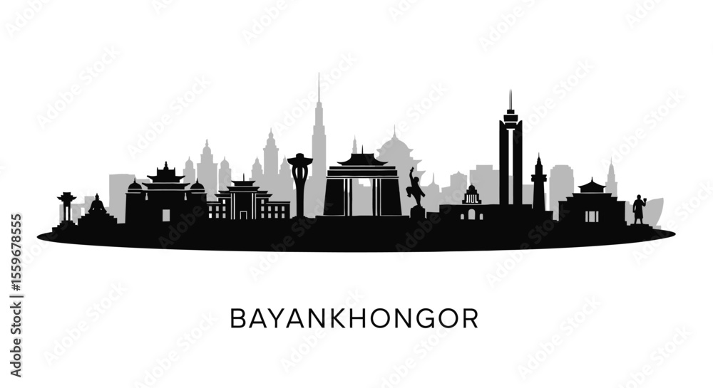 Naklejka premium Bayankhongor Skyline with Mongolia, and Cityscape.