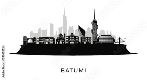 Batumi Georgia Skyline Silhouette.