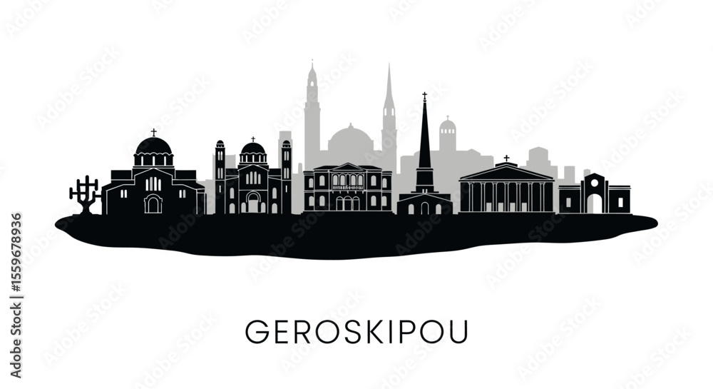 Fototapeta premium Geroskipou Cyprus Skyline Silhouette Vector.