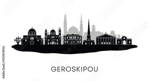 Wallpaper Mural Geroskipou Cyprus Skyline Silhouette Vector. Torontodigital.ca