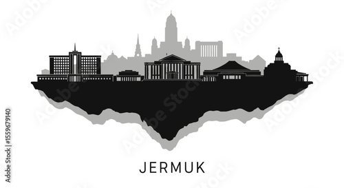 Jermuk Armenia Skyline Silhouette with Landmark, and Cityscape.