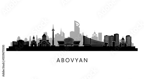 Abovyan City Skyline Armenia Silhouette.