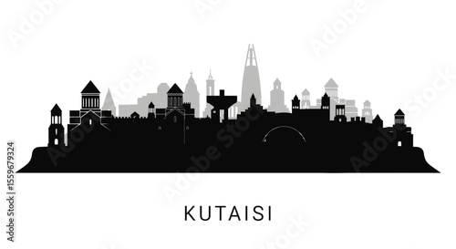 Kutaisi Skyline Silhouette Georgia Cityscape.