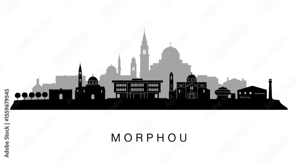 Naklejka premium Morphou city skyline Cyprus Silhouette.