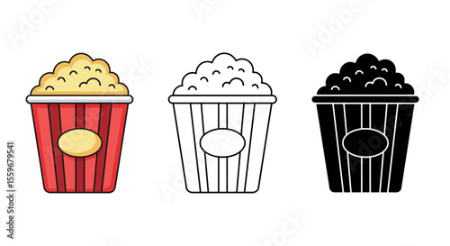 Popcorn bucket vector illustration for movie night design in flat style