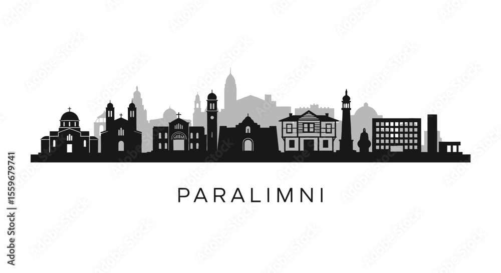Fototapeta premium Paralimni Cyprus Cityscape Silhouette Vector.