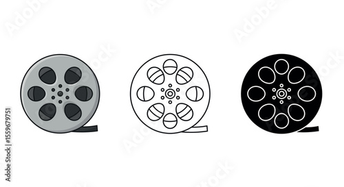 Film reel evolution vector illustration for cinematic design projects