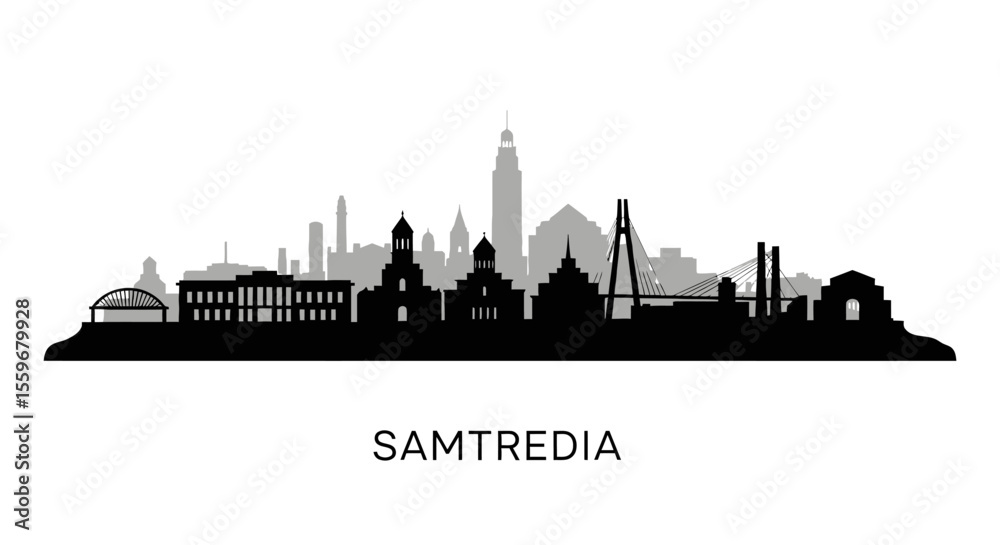 Fototapeta premium Samtredia Georgia Skyline Silhouette Vector.