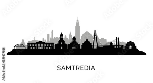 Samtredia Georgia Skyline Silhouette Vector.