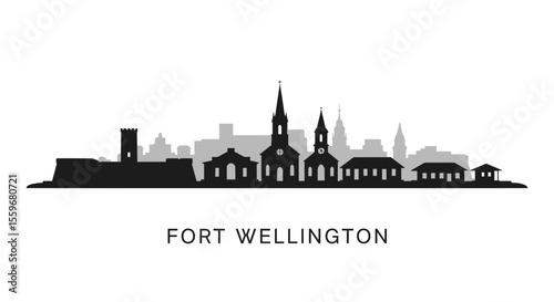 Fort Wellington Skyline with Vector, Black, and White.