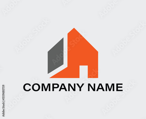 Modern House simple, geometric logo.
