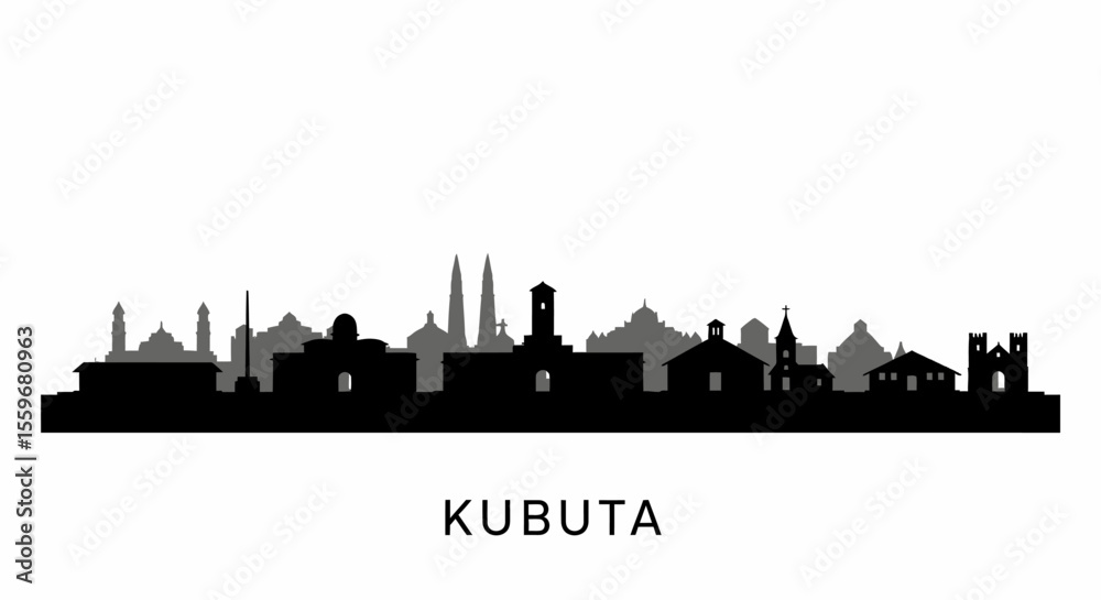 Naklejka premium Kubuta City Skyline Silhouette Landmarks.