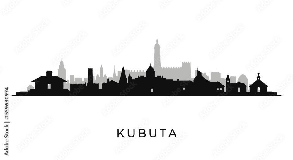 Fototapeta premium Kubuta Skyline Silhouette with Black and White.