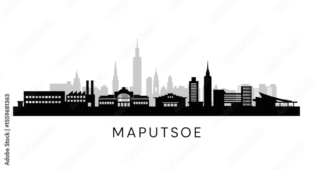 Obraz premium Maputsoe Lesotho Skyline Vector Silhouette.