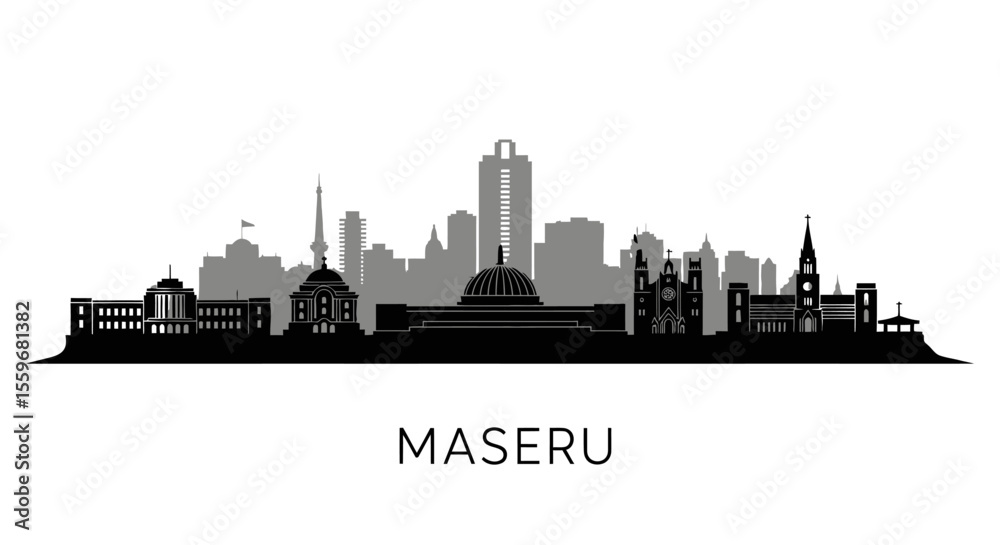 Obraz premium Maseru Skyline Cityscape Silhouette Lesotho.