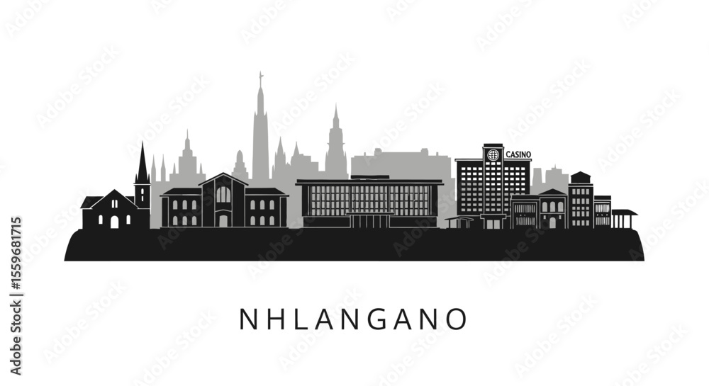Obraz premium Nhlangano Skyline Cityscape Vector.