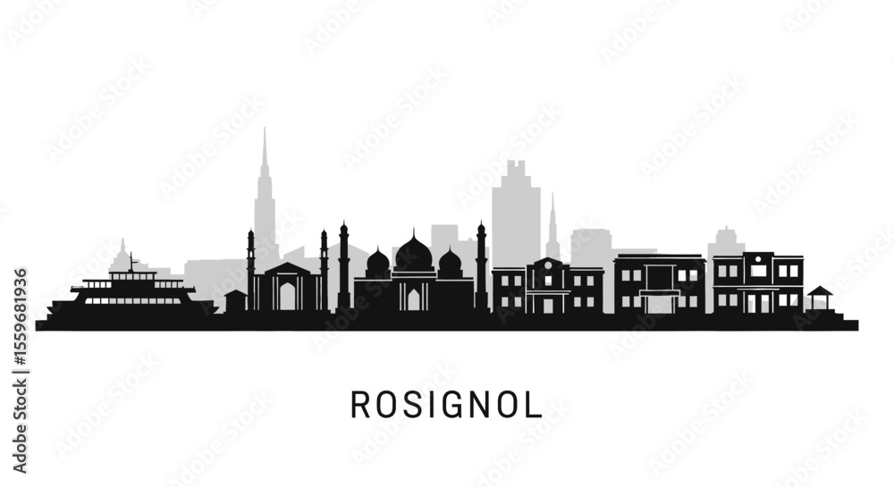 Obraz premium Rosignol City Skyline Silhouette with Vector.