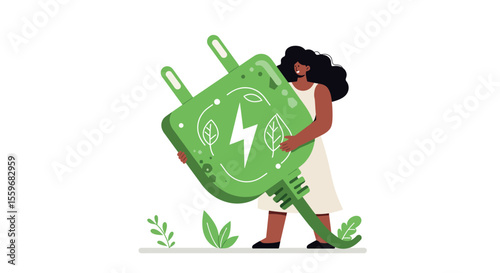 Eco-friendly energy concept vector illustration for environmental awareness poster in flat style