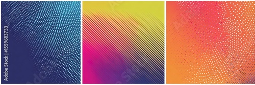 Color gradient backgrounds, abstract geometric halftone patterns, vector trendy line design. Simple minimal elements in halftone color gradient, modern pattern backgrounds. High quality