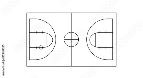 Minimalist basketball court vector illustration design for print and sports posters