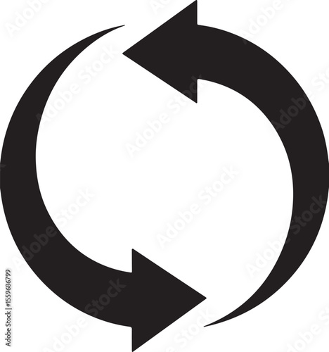Circular arrows rotating in opposite directions black vector