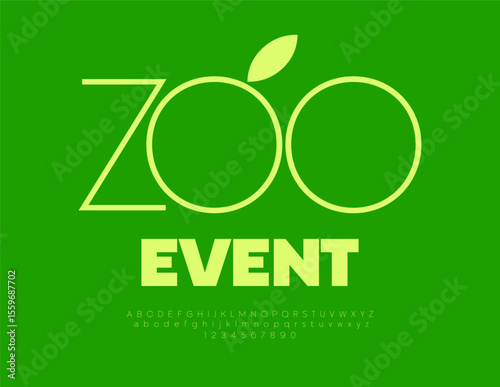 Vector Eco flyer Zoo Event. Typography Modern Font. Classic Slim Alphabet Letters and Numbers set.