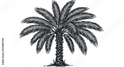 Tropical palm tree vector illustration for nature design in hand drawn style