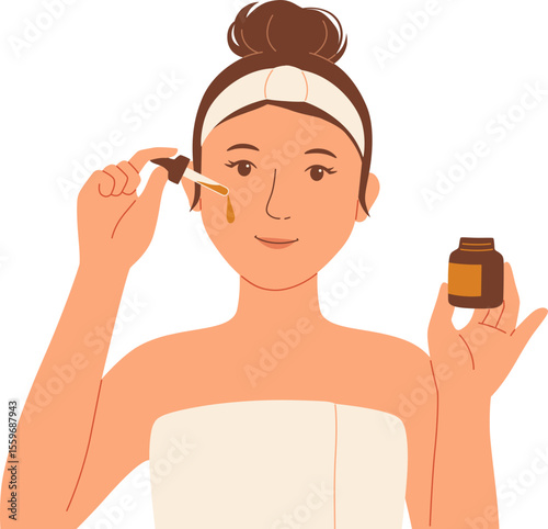 Applying Face Serum Skincare Routine

