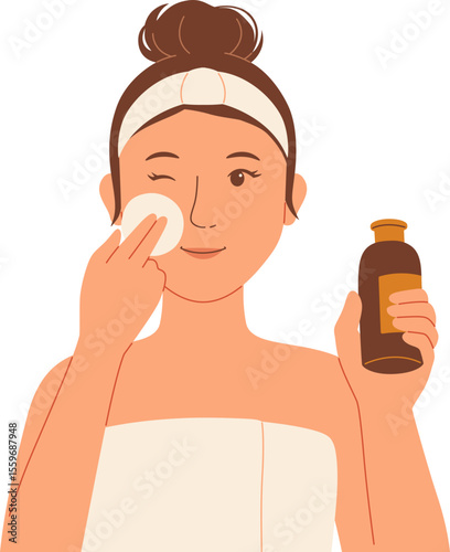Applying Toner Skincare Routine

