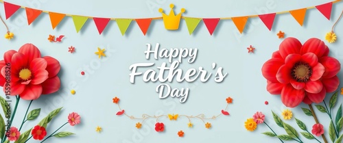 Happy Father's Day banner design featuring a celebratory, joyful motif, illustration, daddy
