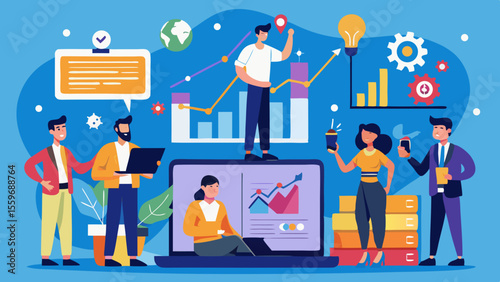 Flat Vector Business Analytics and Data Visualization Concepts
