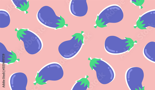 Cute eggplant pattern background vector design