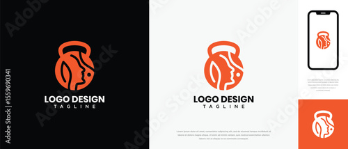 fitness logo design template human head. fitness human logo icon
