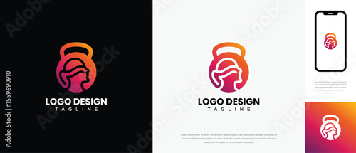 fitness logo design template human head. fitness human logo icon